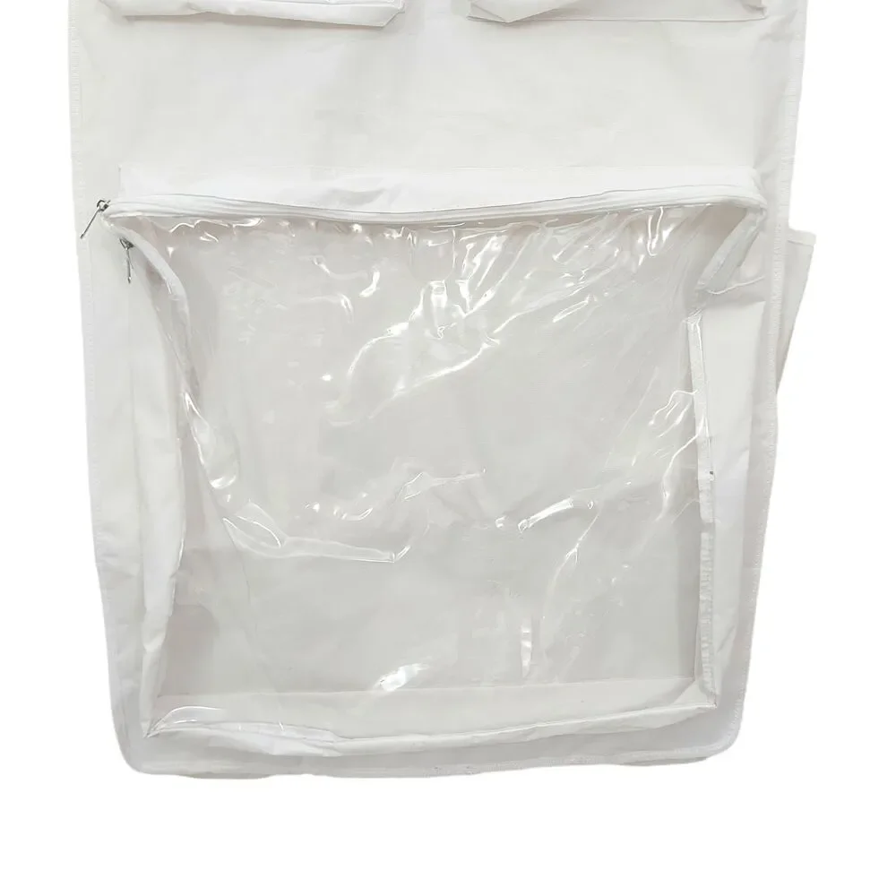 Double Sided Hanging Closet Organizer Storage Bag White 22in x 47in